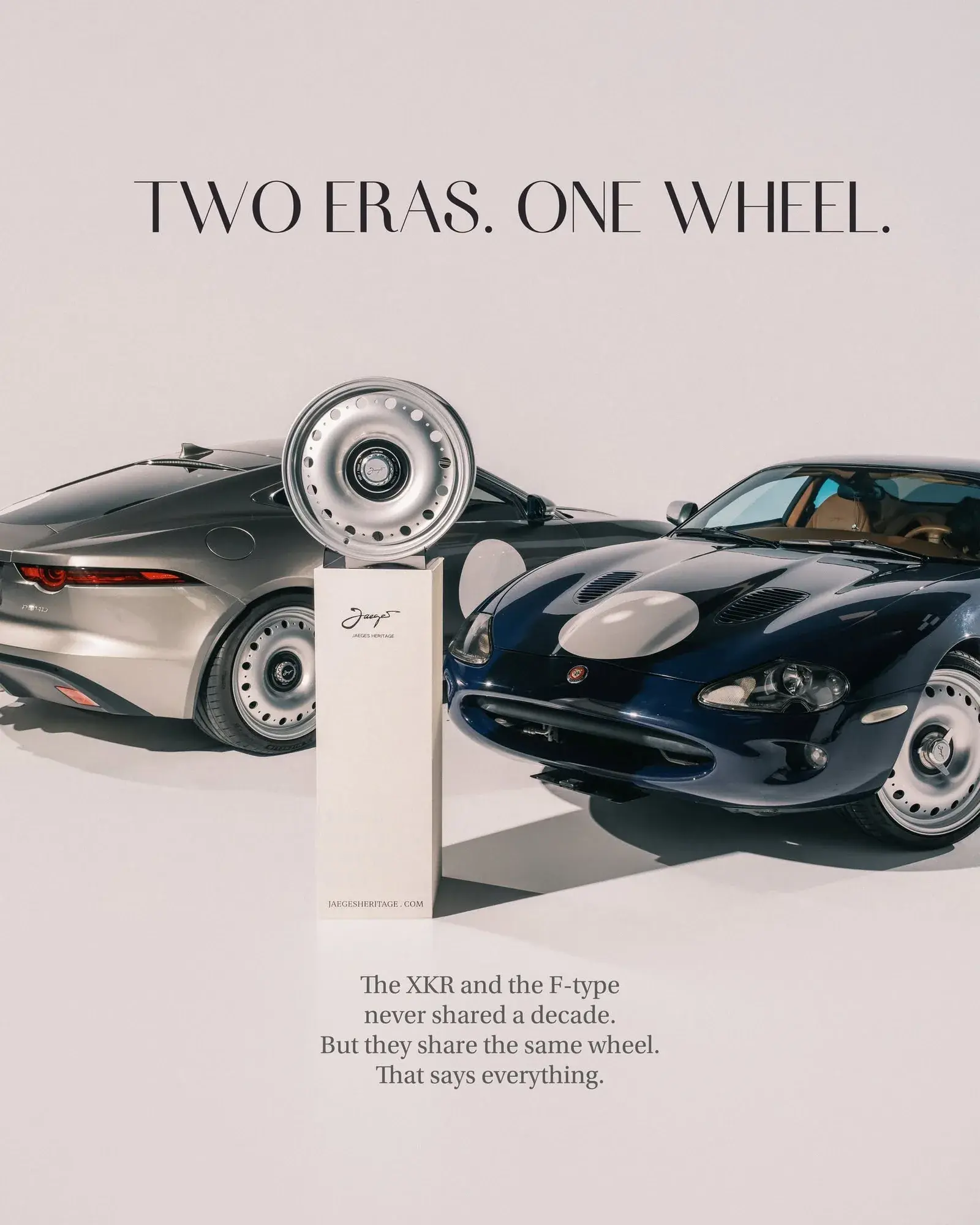 Jaguar F-Type and XKR with Jaegers Heritage wheel display